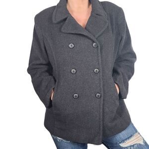 Forecaster Vintage Black Double Breasted Pea Coat